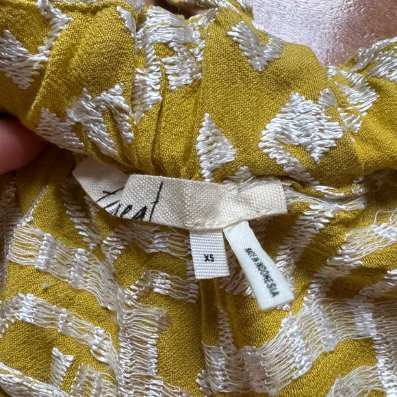 Anthropologie Yellow Cropped Asymmetrical Blouse - Picture 3 of 3